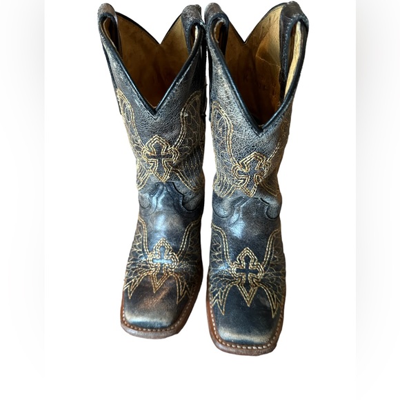 Corral Boots Kids Brown Tan Cross Size 11 - Picture 2 of 13